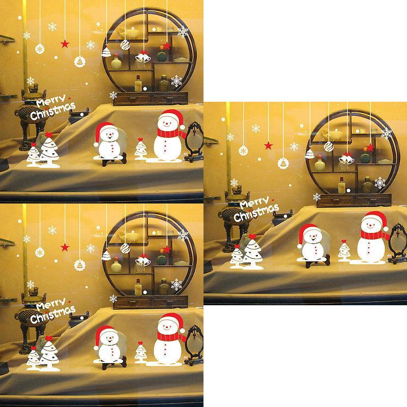 Elegant Merry Christmas Snowflake Curtain Wall Window Stickers For Home And Shop