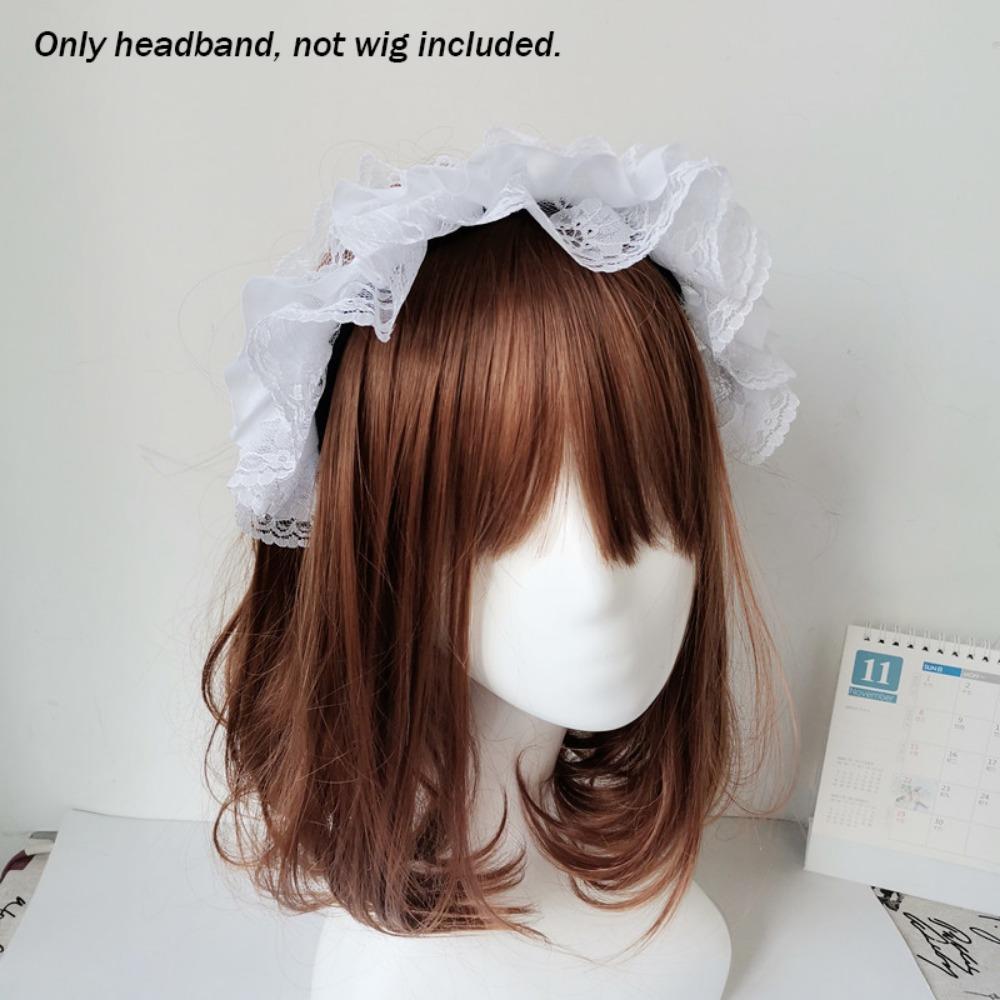 Трехъярусные кружевные ободки Лолита, Косплей горничной, Лолита, Ободок для волос, Кавайный, С оборками, Кружевной головной убор, Вечеринка белый