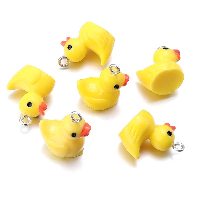 10 Stück/Los 19x15mm Niedliche Acryl-Enten-Anhänger Für Schmuckherstellung Tieranhänger DIY Armband Ohrring Halskette Anhänger Zubehör