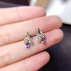 Oval Amethyst Stud Earrings Empty Holder Fashionable Sweet Wind Leaf Earrings Rose Gold Plated Small Fresh Jewelry