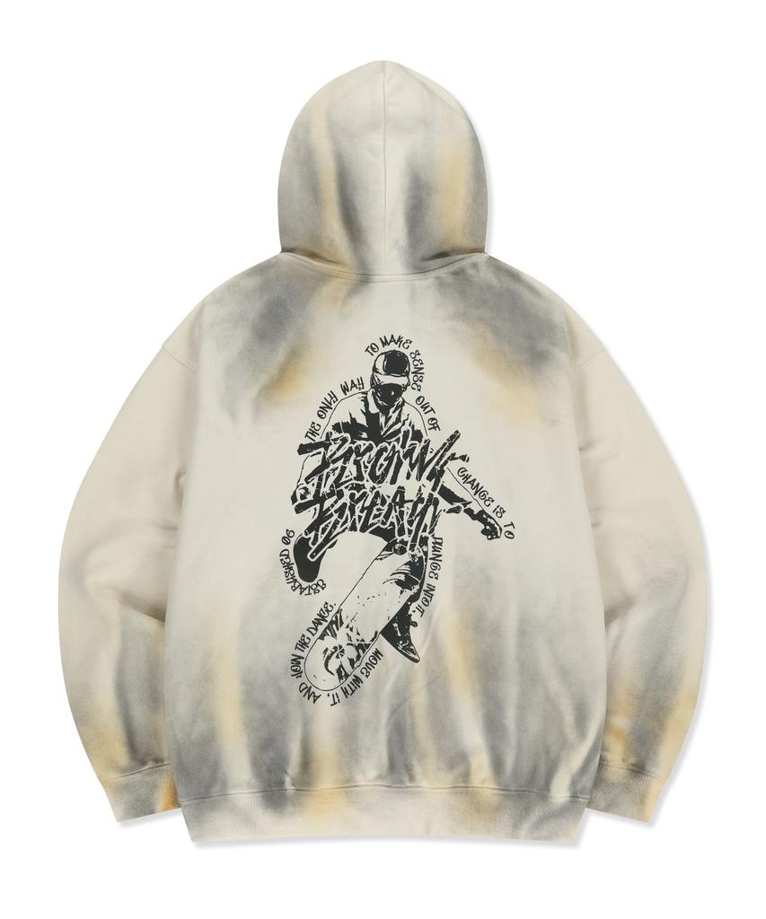 Brownbreath Crush Tag Dirty Hood Zip Up - Beige