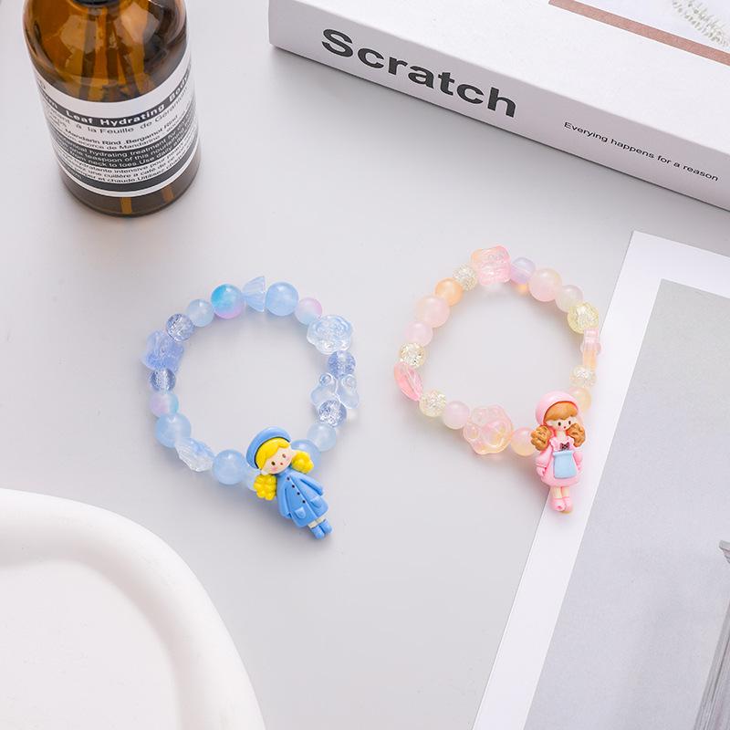 Children s Creative Hand Jewelry: Little Princess and Prince Crystal Glass Bead Bracelets and Rings Set
