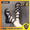 New Summer Versatile Student Fairy Style Flat Bag Heel Sandals Women's Cross Strap Roman Shoes Ins