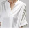 Women Light Beige Cotton Notch Neck Batwing Sleeve Longline Blouse