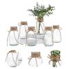 Set med 6 Klara Glasvaser med Repdesign Cylinderformade Flaskvaser för Blomsterarrangemang Värme-i-huset-Gåvor