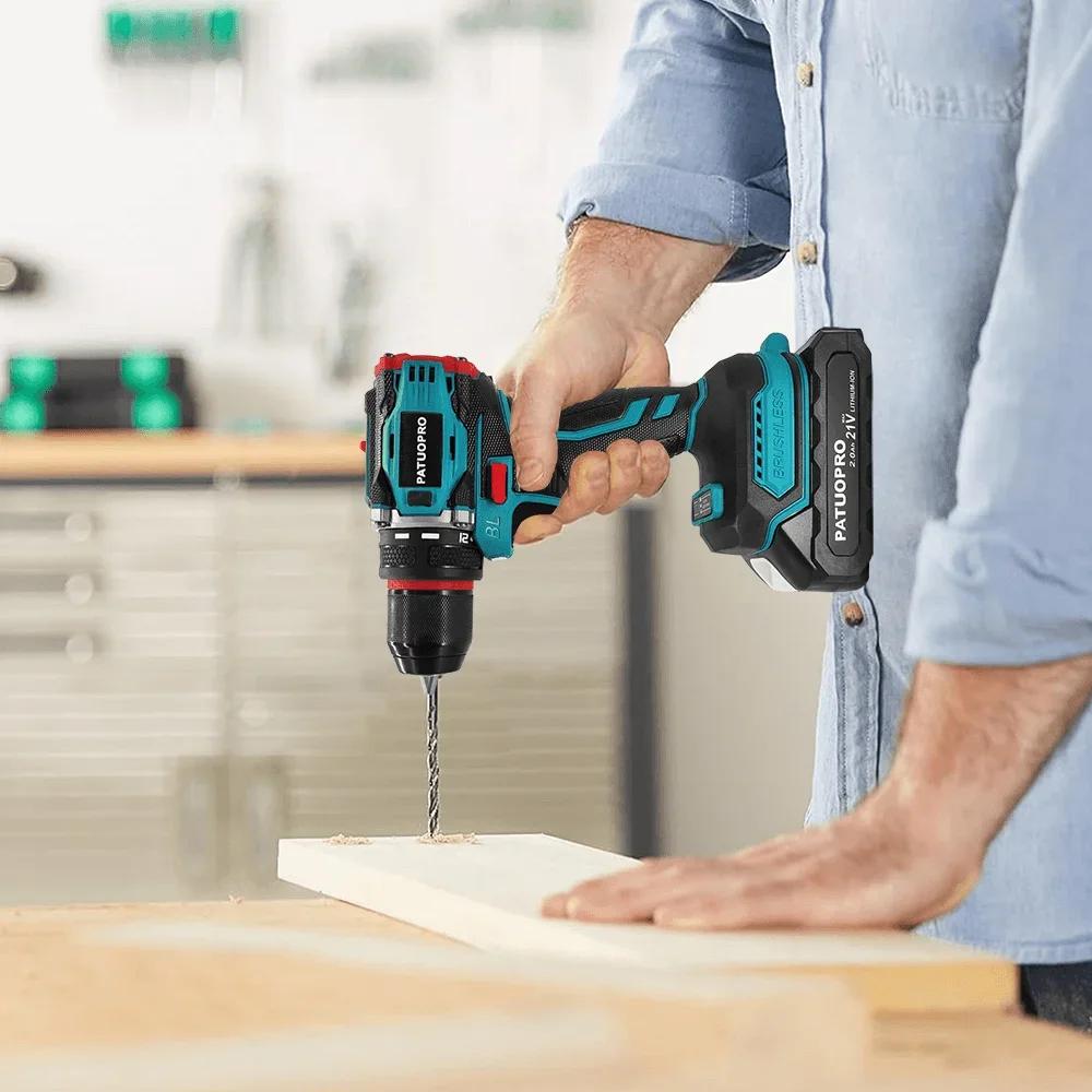 10mm Metal Chuck Brushless Electric Drill 2-Speed Cordless Compact Drill Screwdriver Power Tools For Makita 18V Battery