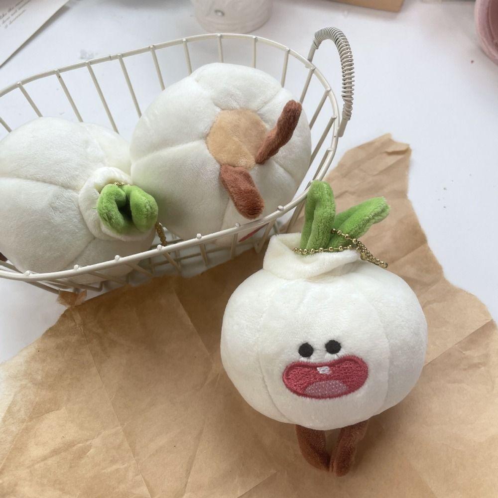 Cute Funny Vegetable Keychain Plant Key Ring Garlic Pendant Garlic Plush Doll Backpack Pendant