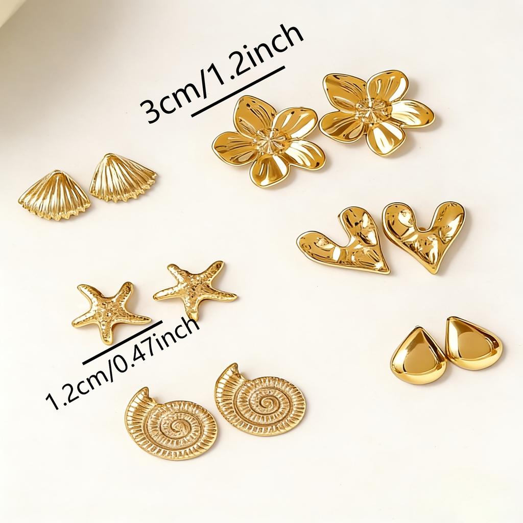 New Hot-selling Flower Love Resin Stud Earrings Set Women's Personalized Earrings Versatile Earrings