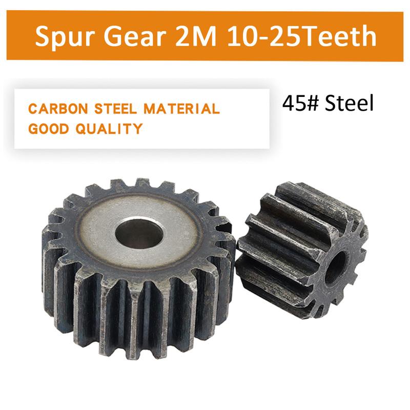 M2 45# Steel Cylindrical Gear 10T/11T/12T/13T/14T/15T/16T/17T/18T/19T/20T/21T/22T/23T/24T/25T Metal Pinion  Chain Pitch 6.28mm