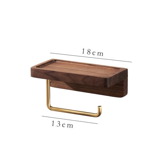 Bathroom Roll Rack Home Wall Mounted Storage Paper Towel Holder Black Walnut Toilet Roll Paper Holder No-Punch Home Decoration
