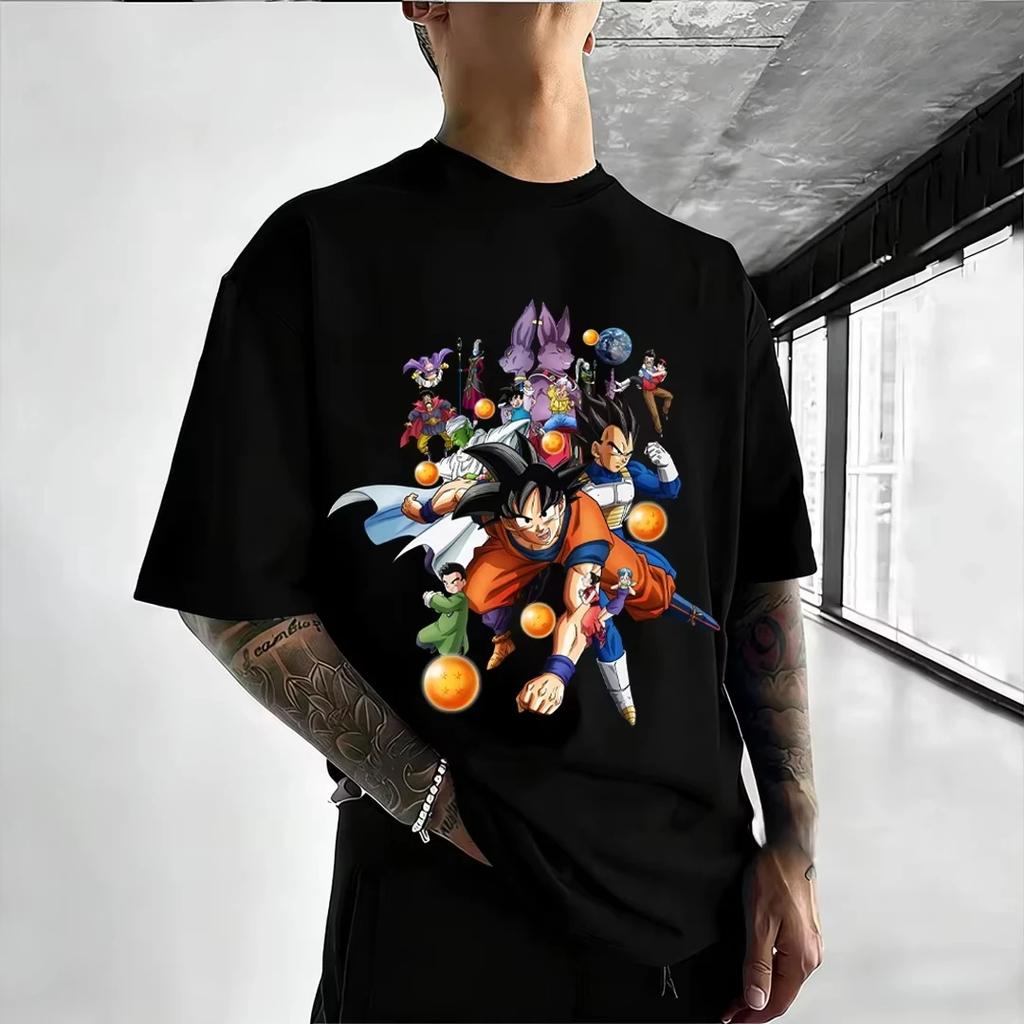 Футболка Dragon Ball из чистого хлопка с термопечатью, модный повседневный топ с коротким рукавом, новинка лета 2026, стритвир, хип-хоп