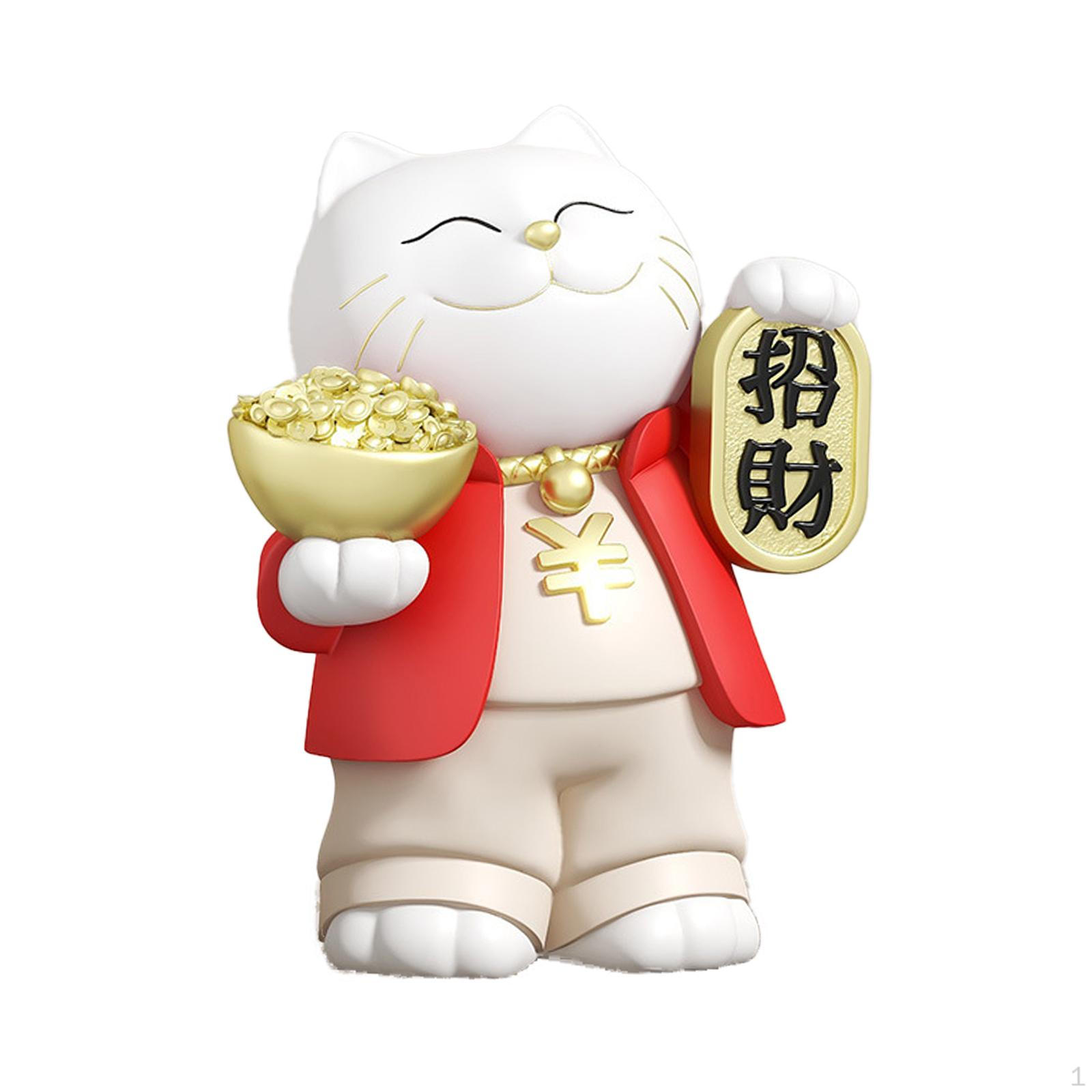 

Cat Statue, Resin Sculpture, Collectible Artwork, Figurine, Tabletop Ornament for Fireplace, червоний