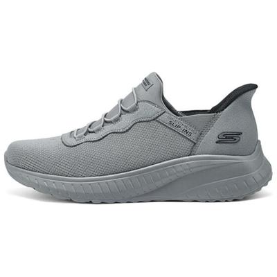 Bobs Fabric Synthetic Leather Slip-Ins Comfortable Versatile Low-Top Casual Shoes Men Sneaker Dark-Gray 118300-DKGY