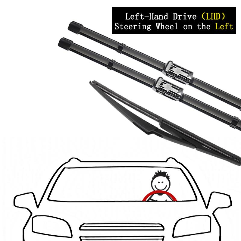 For Fiat 500L 2014~ Front Rear Set Kit Wiper Blade Brushes Cutter Rubber Cleaning Window Windshield Windscreen
