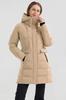 Down Long Ribbed Solid Perfect for and Stylish and Warm for Fall and Winter Women's Jacket, Coat, Hooded, Knit, Warm, Windproof, Cold-Proof,