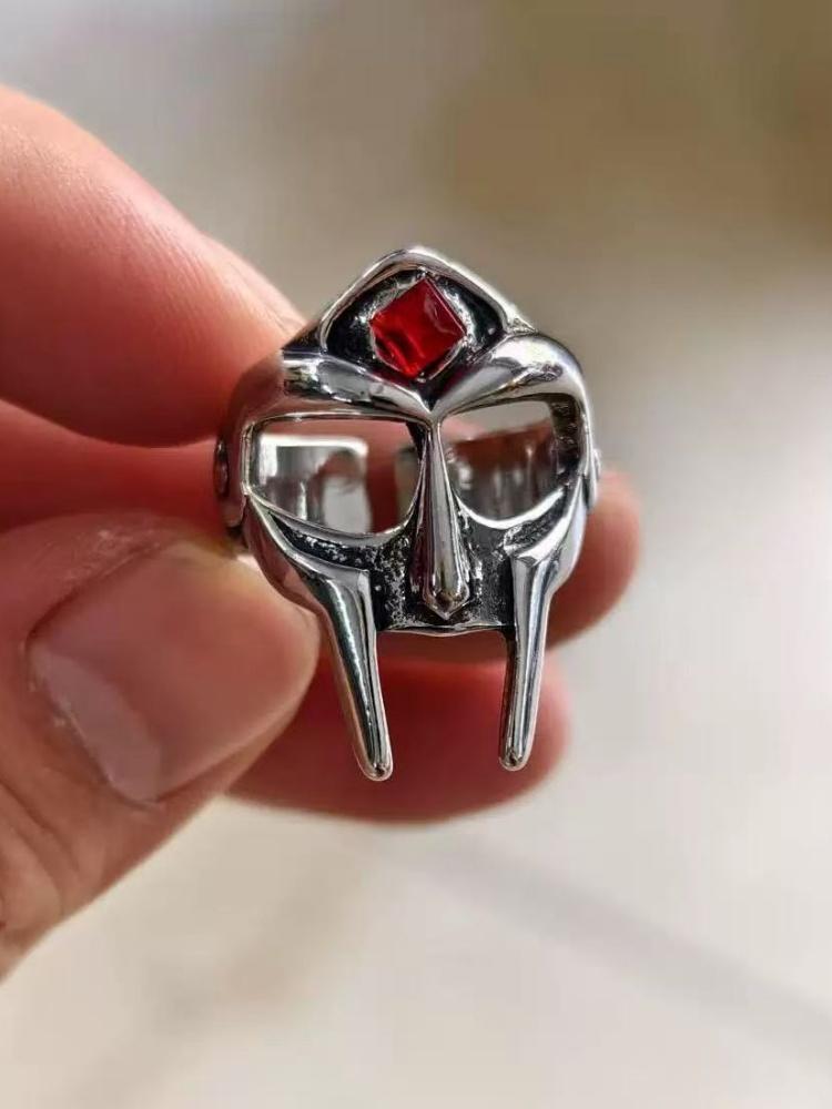 Vintage Goth Mf Doom Maske verstellbarer Gelenkring für Männer Gladiator Punk ägyptischer Pharao männlicher offener Ring Schmuck 9 gray
