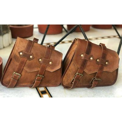 Μοτοσικλέτα Saddlebag Δερμάτινα Saddlebags Panniers Pouch Bagggage Καφέ Τσάντες 2 τμχ