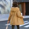 Women Casual Parkas Jacket Cotton Warm Puffer CoatLamb Fleece Windbreaker Women's Mid-length  Hooded Trench Outwear