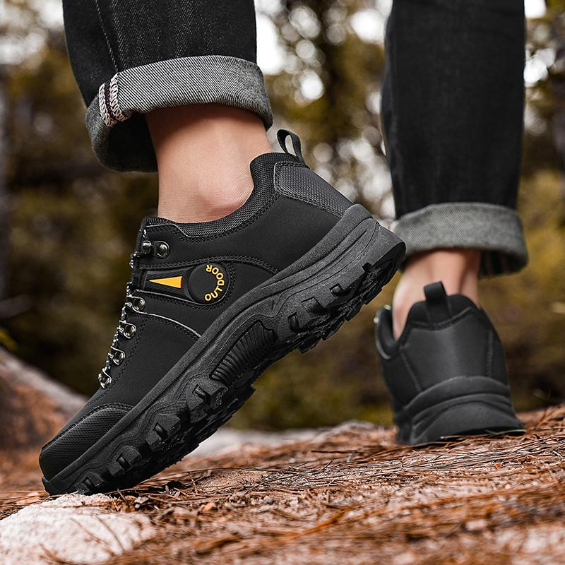 Hiking Shoes for Men Waterproof Outdoor Low-top Hiking Boots Leather Men's Trekking Shoes Walking Male Sneakers New Black 47
