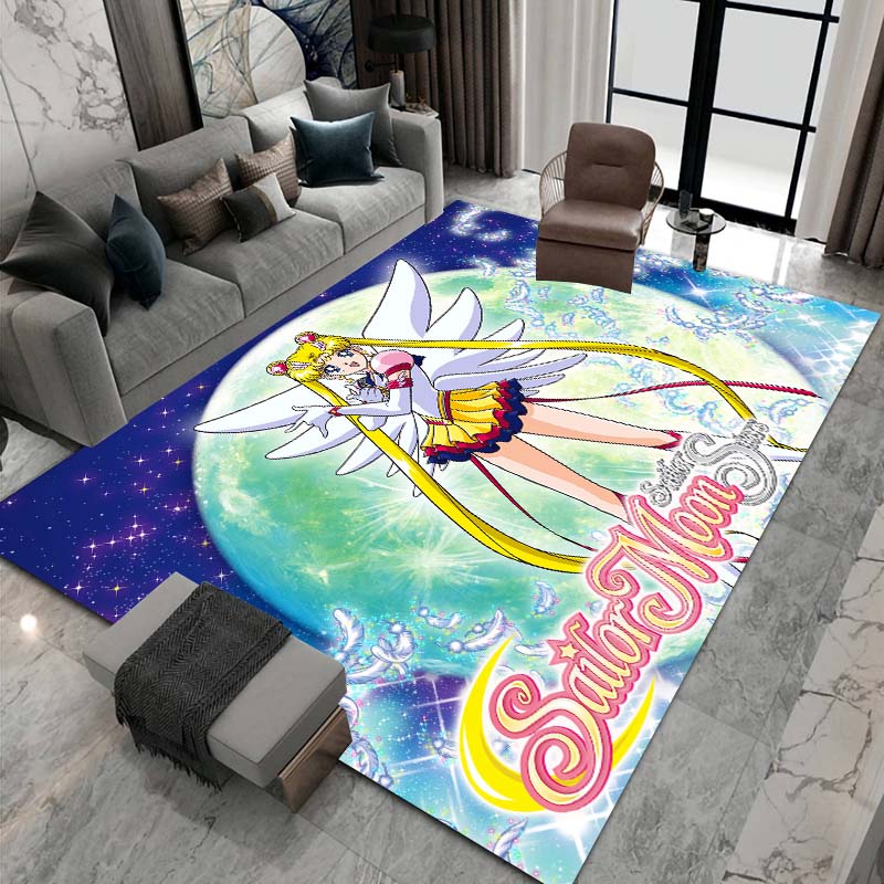 3D printed Sailor Moon pattern rug, large-area non-slip washable rug,, suitable for bedroom home décor.22