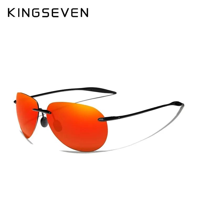 KINGSEVEN Rimless Pilot Sunglasses Men Ultralight TR90 Frameless Polarized Eye Protection Glasses Women Driving Vacation Eyewear