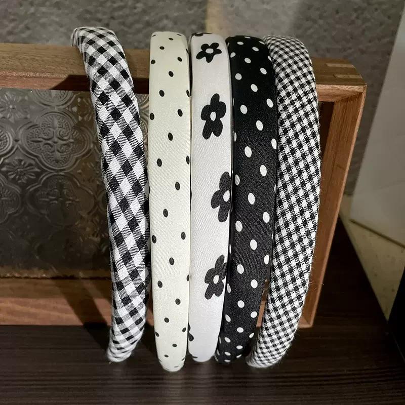 Polka Dot Hårbånd for kvinner Blomstertrykk Hårbøyler Pannebånd Søte jenter rutete hårbånd Hårtilbehør Hodeplagg Hodeplagg