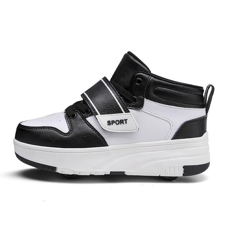 Четырехколесные беговые туфли Детские роликовые коньки для мальчиков и девочек Деформированные колесные коньки Новые 29