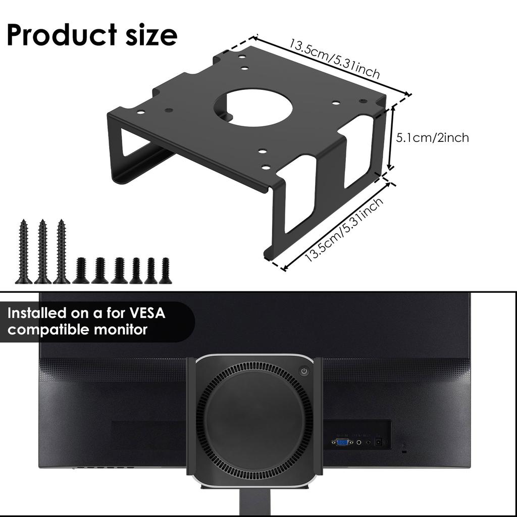 Monitor Installation Bracket Carbon Steel Under Desk Laptop Mount with Shock Absorbing Strips Protection Monitor Holder