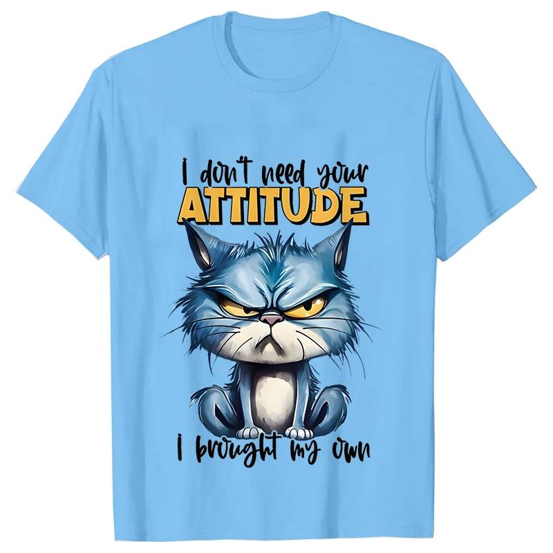 Funny Cat Sarcastic Antisocial Attitude Print Tshirts for Women Angry Cat Tshirts Not Today Introvert Female Tee Shirts Femme