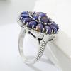 Ethnic Inlaid Imitation Lapis Lazuli Flower Women's Ring Vintage CopperColor Geometry Daily Wear Party Jewelry Anniversary Gift