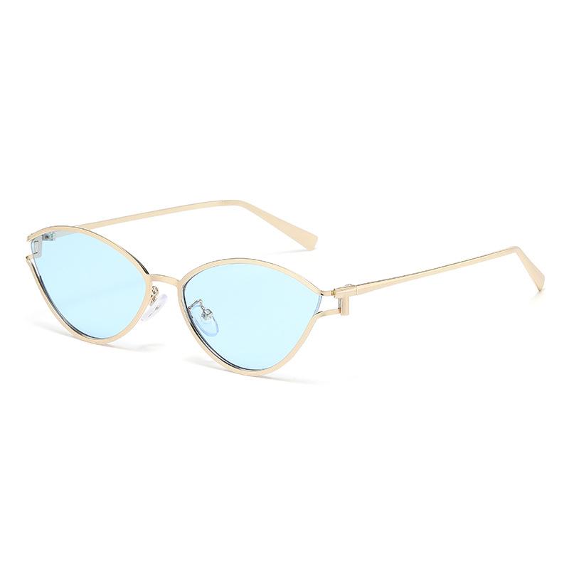 European and American triangular cat eye sunglasses trendy retro metal sunglasses high-end personalized women's sunglasses
