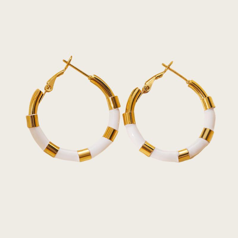 Женские разноцветные бамбуковые серьги-кольца из нержавеющей стали в стиле INS