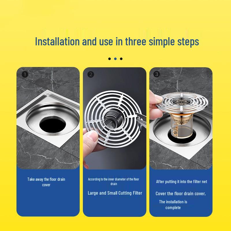 Bathroom Deodorizing Anti-Odor Floor Drain Cover - Copper Core, Insect-Proof, Sewer Safe.
