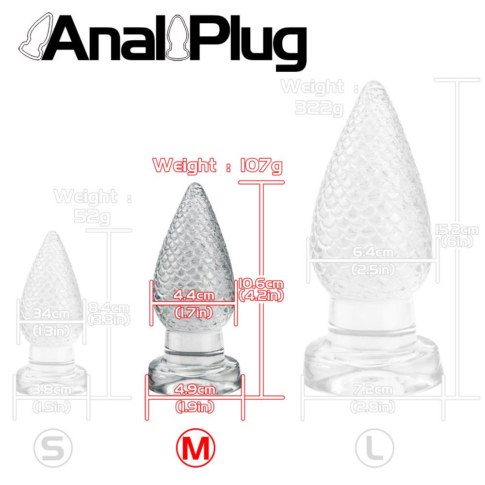 Multi-size Transparent Rear Hole Anal Plug with Suction Cup and Soft Stimulation for SM Play