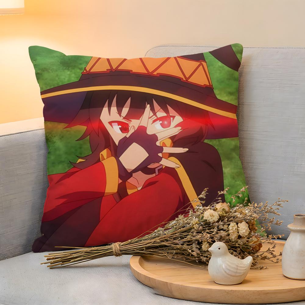 Cushion Cover  Linen  SkinFriendly Soft Decorative Case For Sofa Home Decor Hot Anime KKonoSuba MMegumin Pillow cover