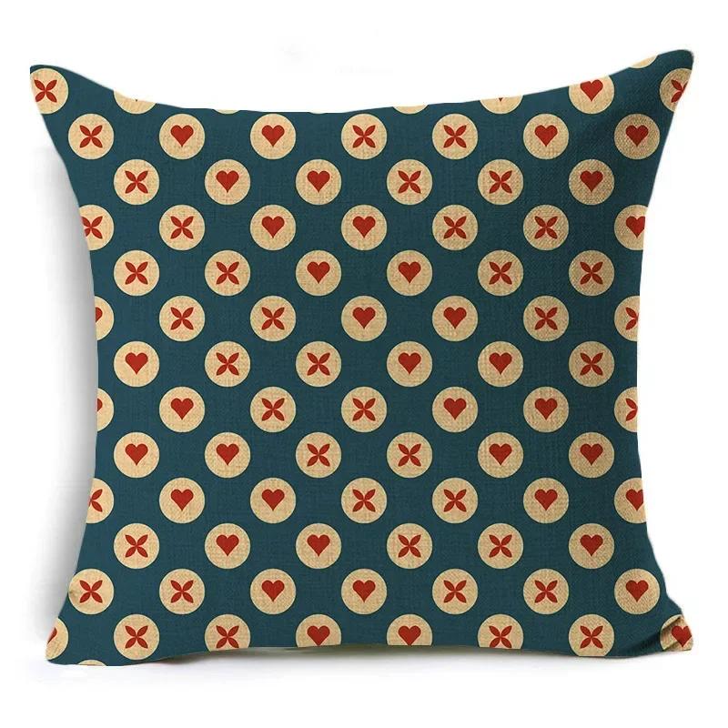 Retro Geometry Linen Pillowcase Car Office Seat Linen Cushion Cover Sitting Room Sofa Decorative Pillowcase 45*45Cm