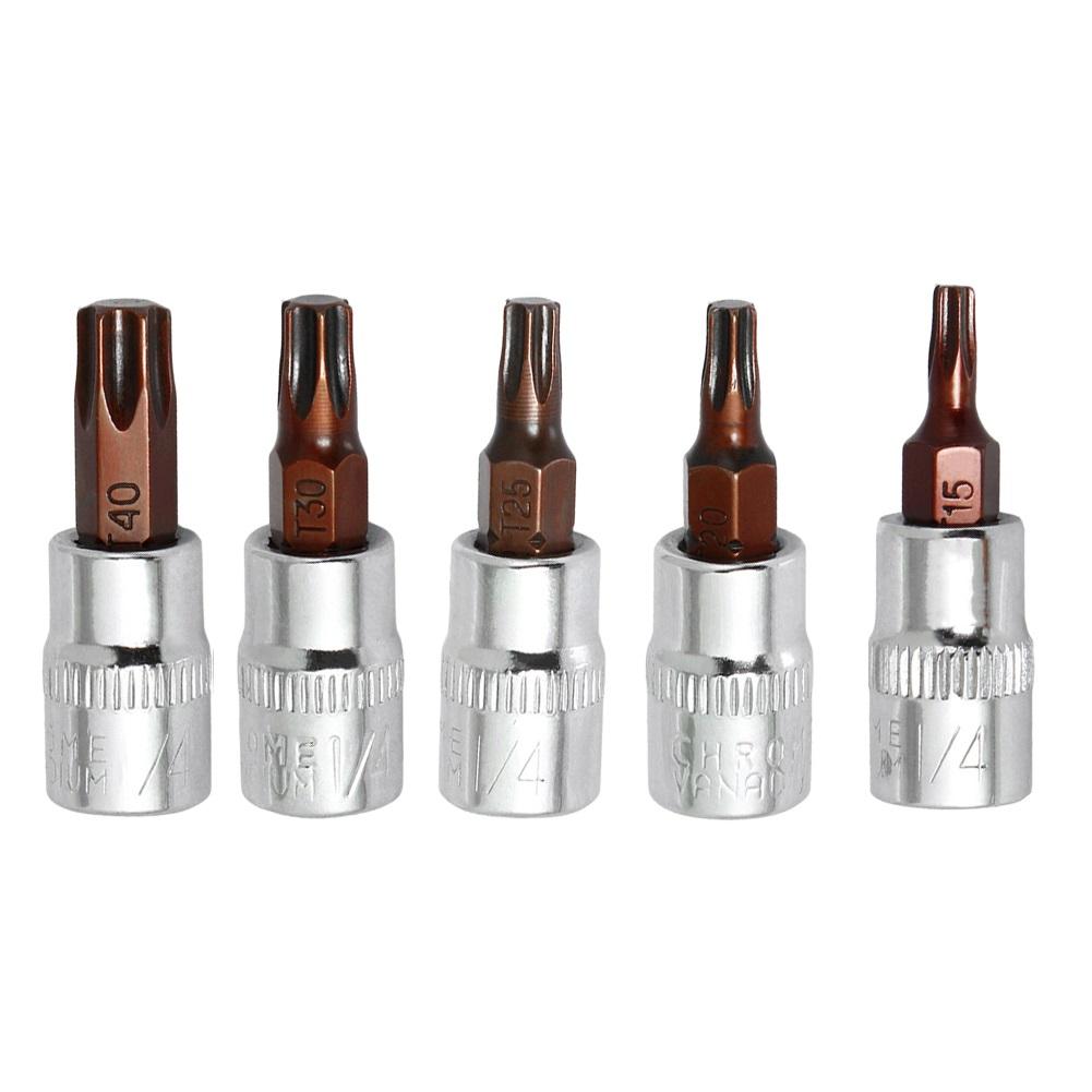 Hochleistungs-Torx-Schraubendreher-Bit-Set, 1/4 Zoll Antrieb, T15, T20, T25, T30, T40