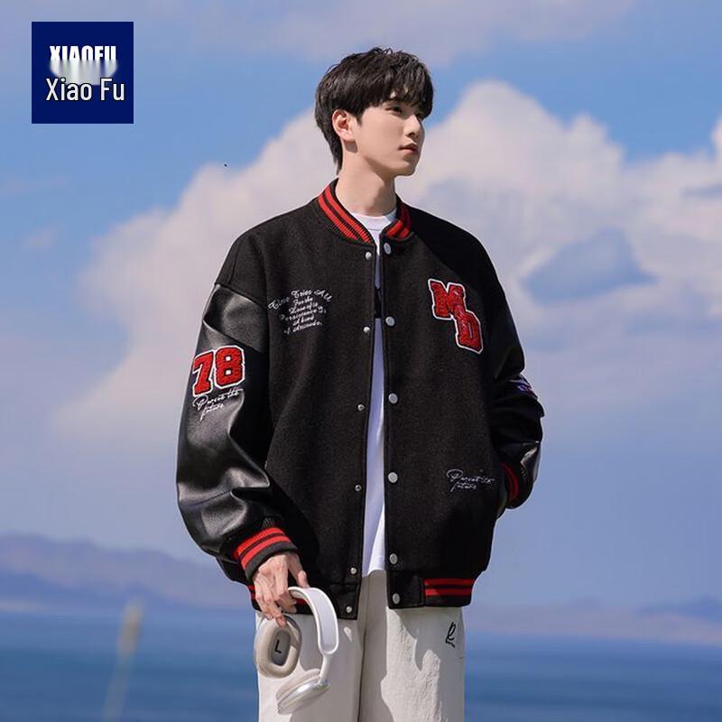 

Men s Autumn Trendy Color-Block Baseball Jacket XL