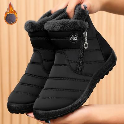 Mode Nieuwe Winter Warme Dames Sneeuwlaarzen met Rits aan de Zijkant Antislip Waterdichte Enkellaarsjes Dames Plus Size Faux Fur Gevoerd Katoenen Schoenen