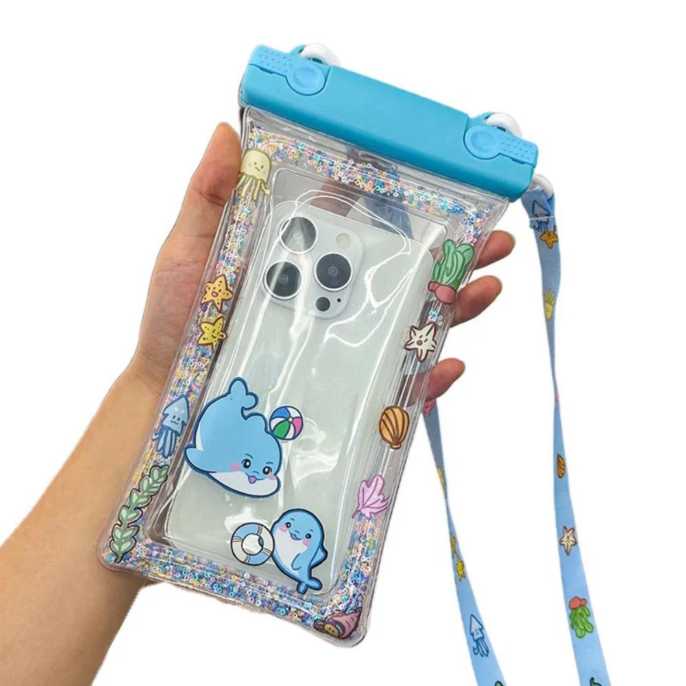 Fashion Cartoon Waterproof Phone Bag Sealed Touch Screen Airbag Protective Cover Floating Lanyard Swimming Storage Bag Summer