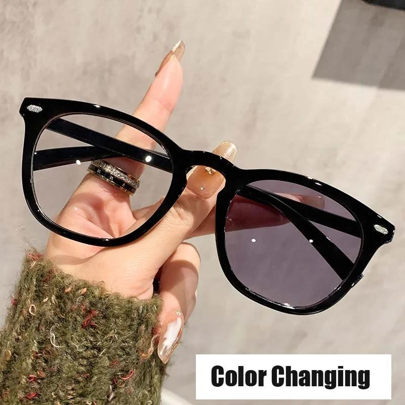 Men Women Vintage Photochromic Glasses Outdoor Discoloration Optical Spectacle Eyeglasses Blue Light Blocking Computer Glasses