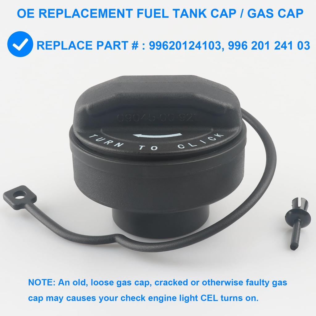 Gas Cap, Fuel Cap with Strap Clip 99620124103, 996 201 241 03, Compatible with