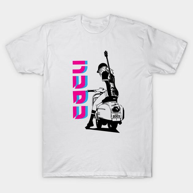 

Men Black Print T-shirt Flcl - Haruko Neon No-Cut Transfer Paper Print Cotton Tshirt L белый