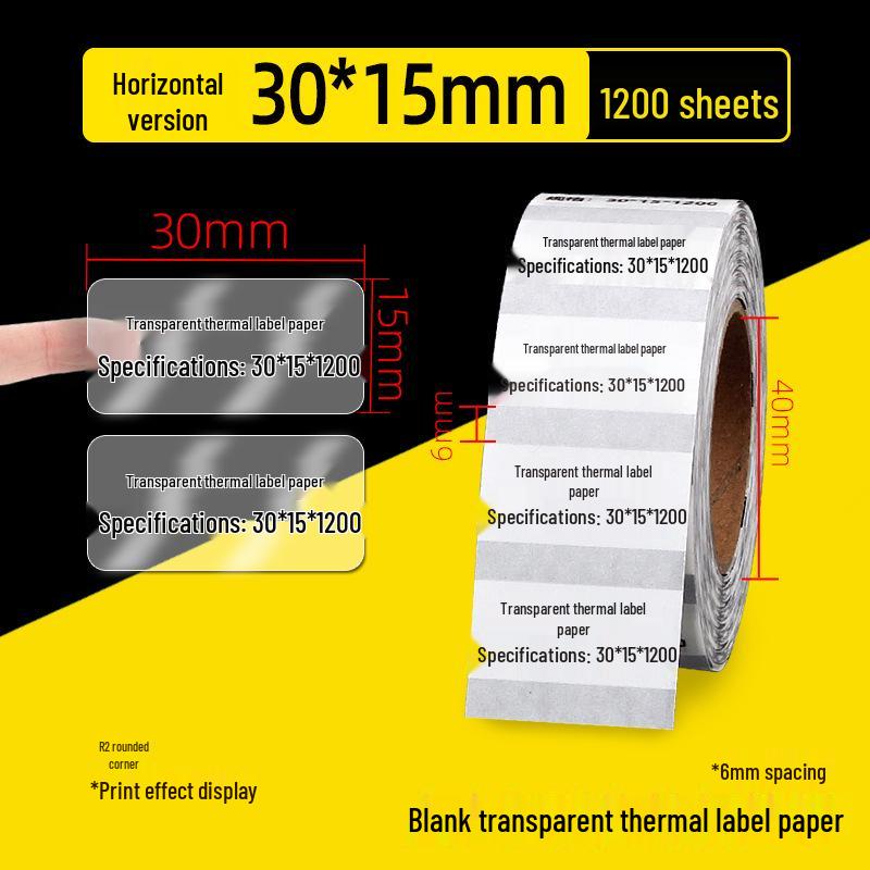 Transparent Thermal Label Paper for Barcode Printers, Dimensions: 60x40mm, Various Quantities Available