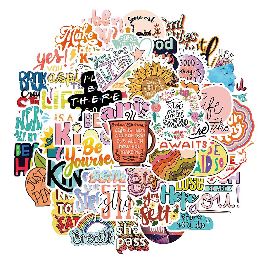 50 İlham Verici Videoya Yazı Pop Kültürü İngilizce Metin El Kitabı Kendin Yap Albüm Su Geçirmez Dekoratif Çıkartmalar