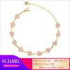 Elegant Temperament Inlaid With Diamonds, Pink Diamonds, Bamboo Joints, Love Bracelet, Necklace, Sweet Peach Heart Jewelry Set Vl315-316