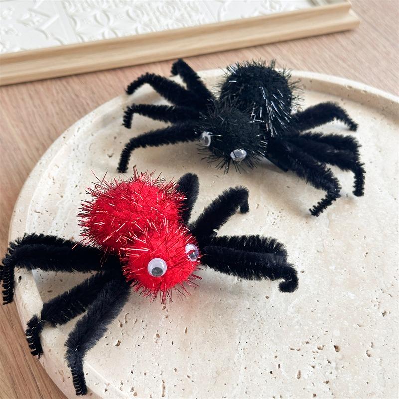 1pc Spooky-Cute Fluffy Spider Hair Clips Fuzzy Halloween Accessories Perfect Costume Parties Creepy-Chic Hairstyles Festive Fun