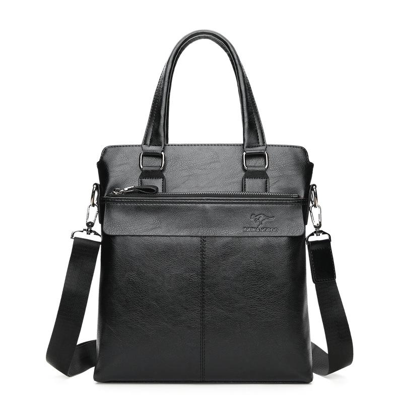 Business Men's Handbags Horizontal and Vertical Briefcases Messenger Large-capacity Shoulder Leather Bags Document Bags