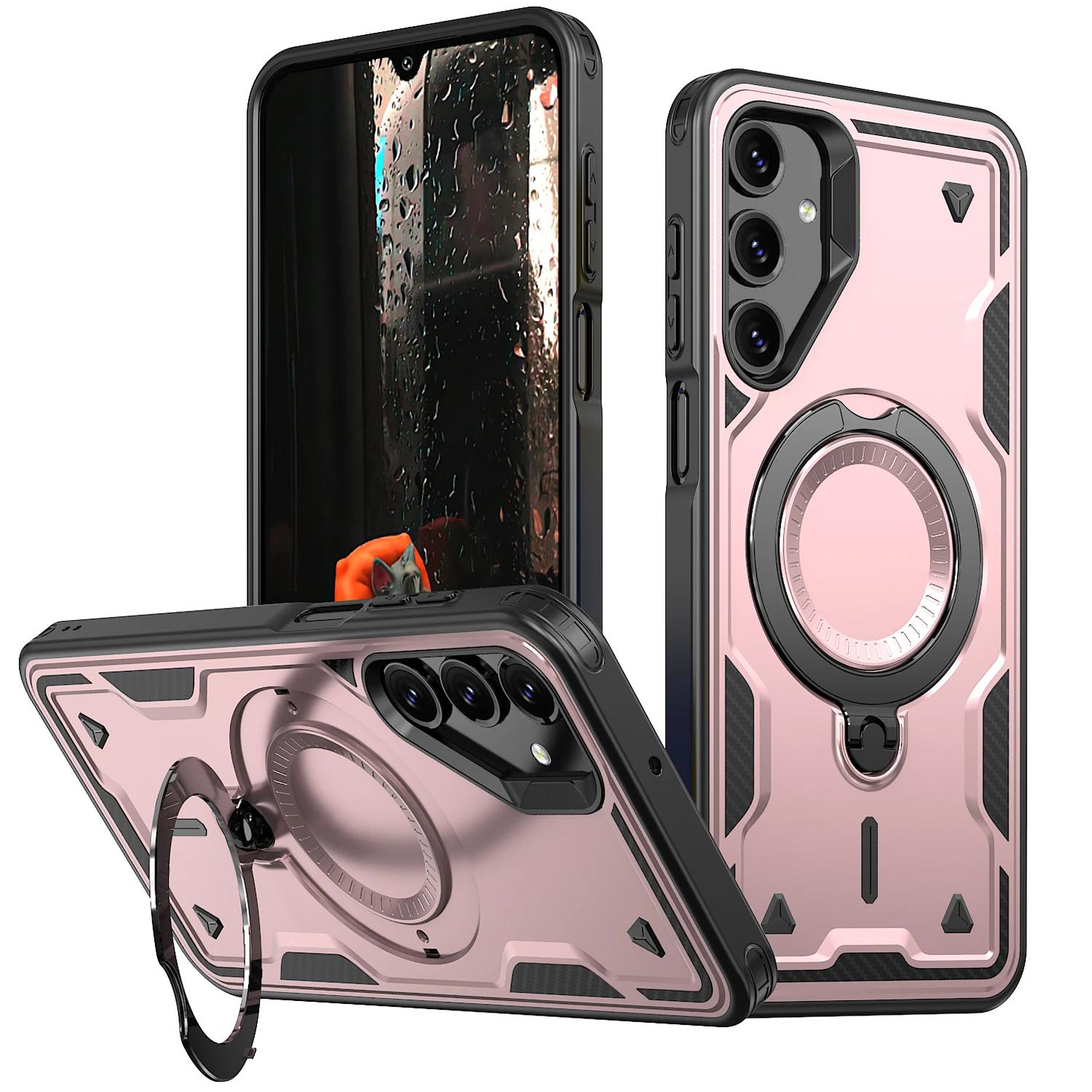 

Для Samsung Galaxy A14 A15 A25 A35 A55 A05 A05S A06 A16 A26 A36 A56 Чехол Броня Противоударный 360° Вращающаяся Подставка Пластиковая Накладка для Телефона For A14 4G or A14 5G