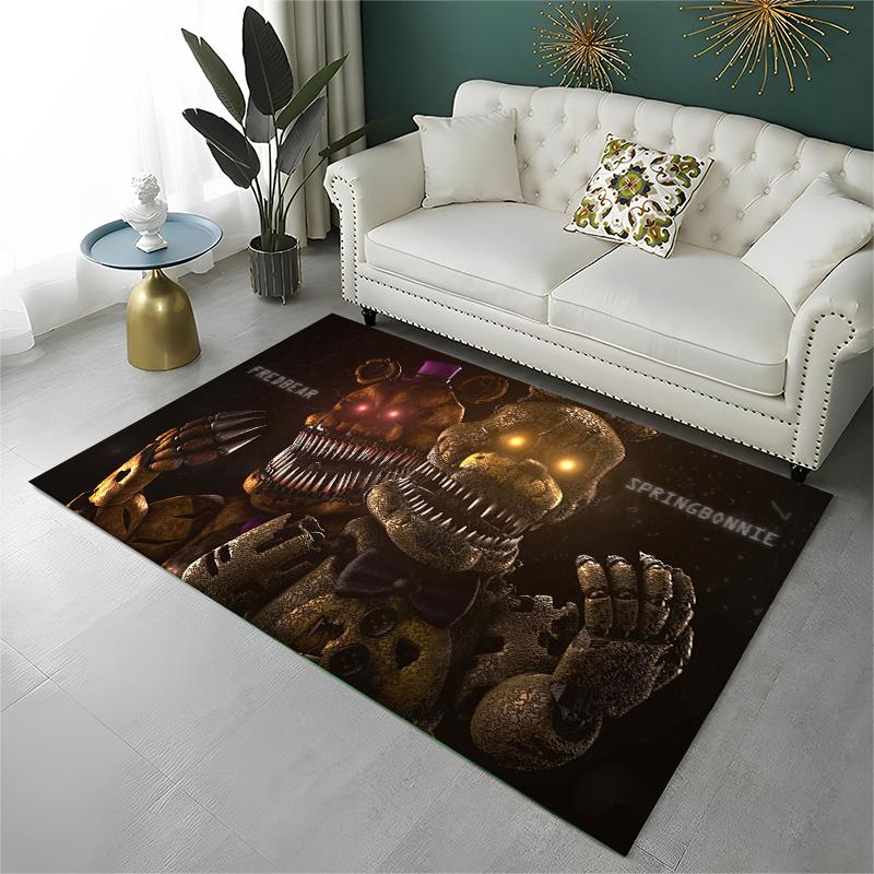 Klassischer F-FNAF Horror Spiel Freddy Teppich Teppich für Spielzimmer Schlafzimmer Wohnzimmer Sofa Heimdekoration, Kinderteppich Rutschfeste Fußmatte